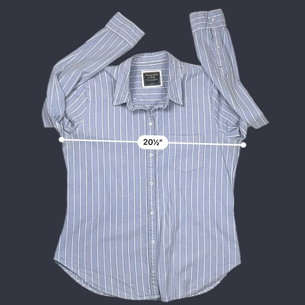 Abercrombie & Fitch Women’s Blue Striped Button Down Cotton Blend Shirt – Size L - Picture 12 of 16